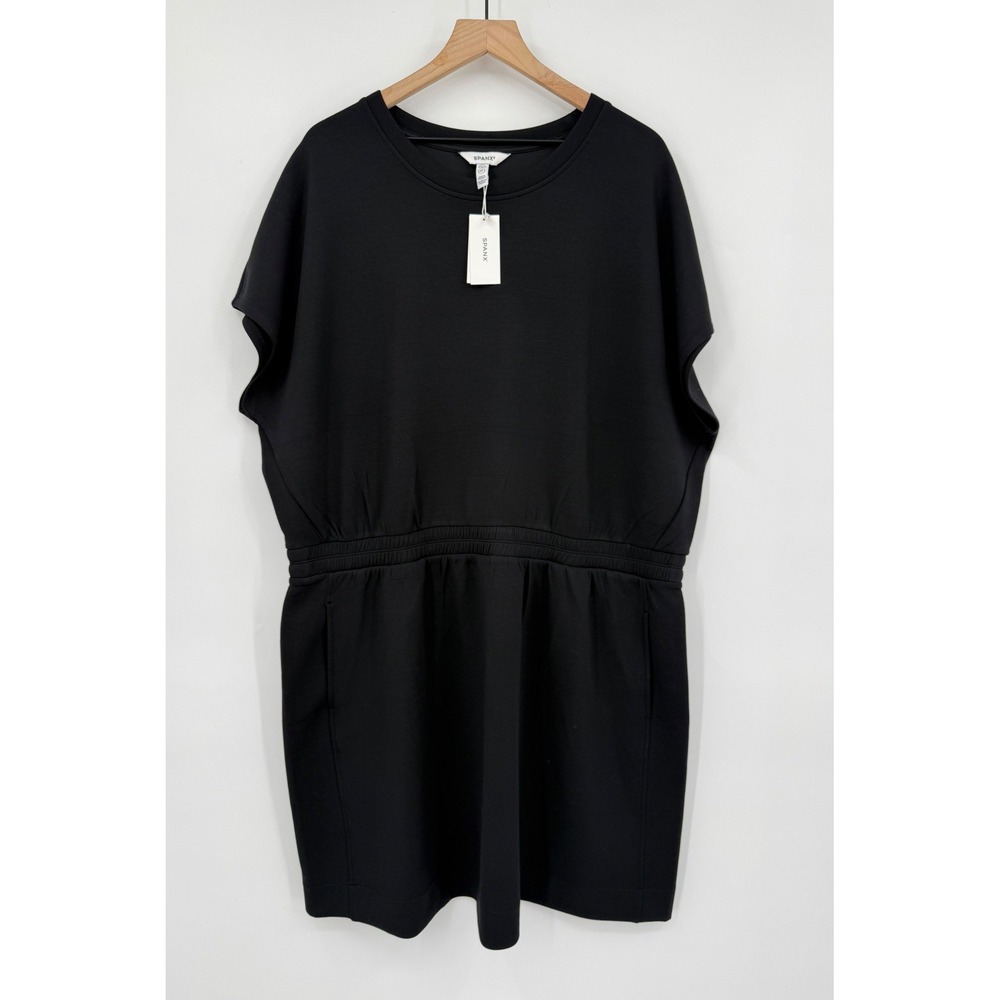 Spanx Dress Womens 3X Black AirEssentials Short Sleeve Pockets 21516R NEW